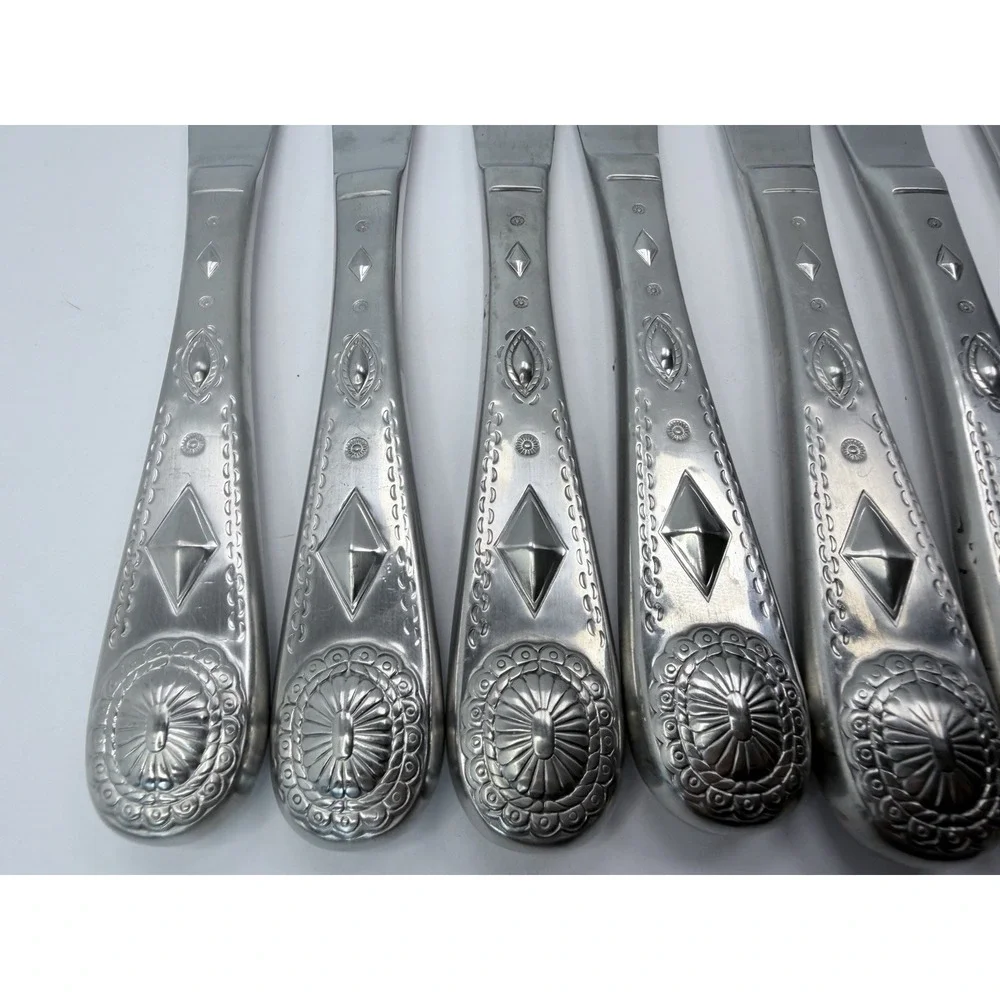 Wallace TAOS 18/10 Stainless Steel Flatware Dinner Knives Lot‎ of 8 Southwest